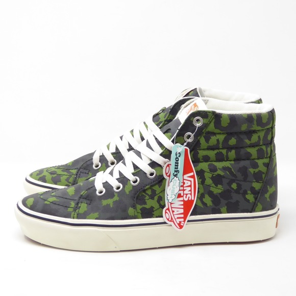 Vans Sk8-Hi Reissue ComfyCush Green Camo Leopard Sneakers Mens 8.5 Womens 10 - Picture 1 of 8